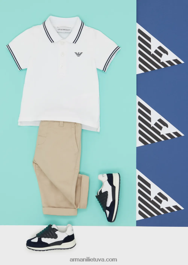 berniukasArmani tamprūs pique polo marškinėliai su dryžuotomis detalėmis 02482X2678