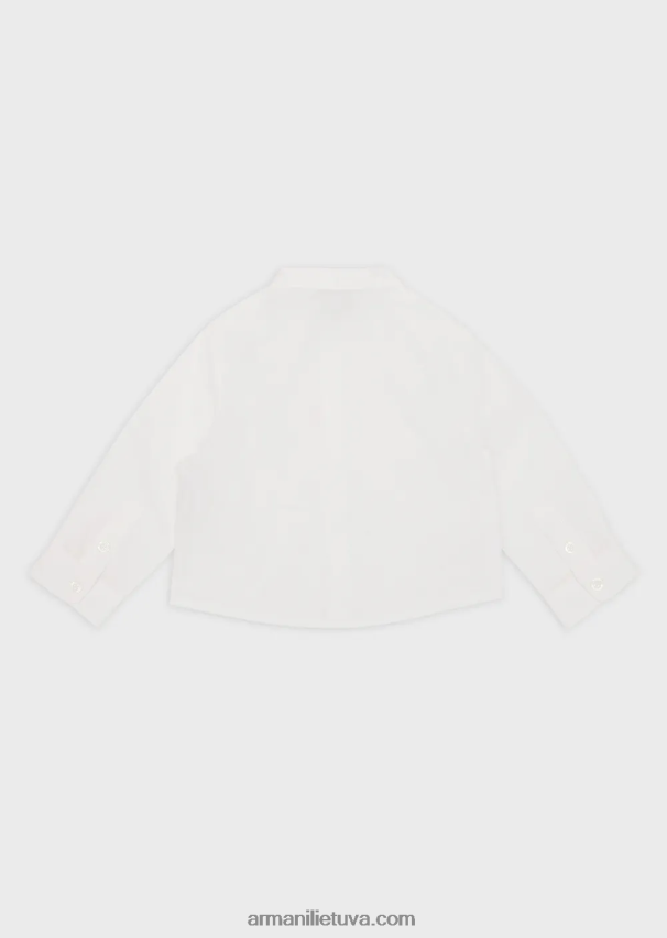 berniukas baltas Armani Pima marškiniai su guru apykakle ir jungu 02482X2693