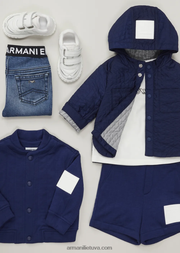 berniukas baltas Armani Tencel mišinio džersio marškinėliai su logotipo siuvinėjimu 02482X2730