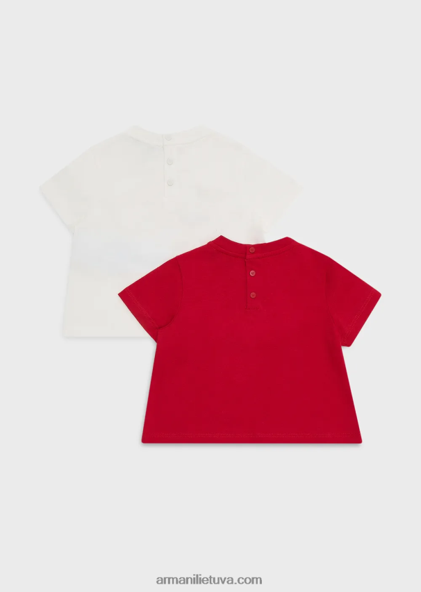 berniukas baltas Armani dvi pakuotės ekologiškų marškinėlių su erelio logotipu 02482X2688