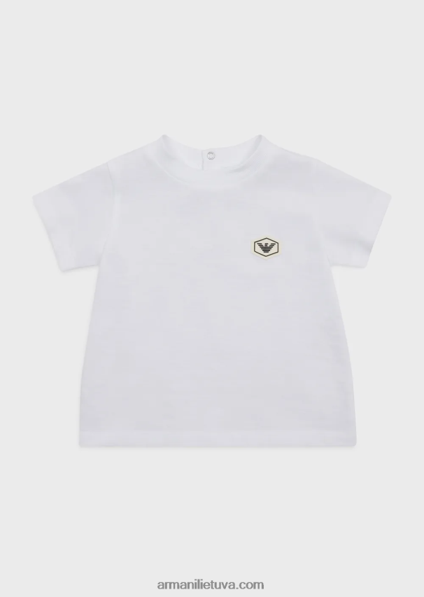 berniukas baltas Armani marškinėliai supima su esminiu logotipu 02482X2681