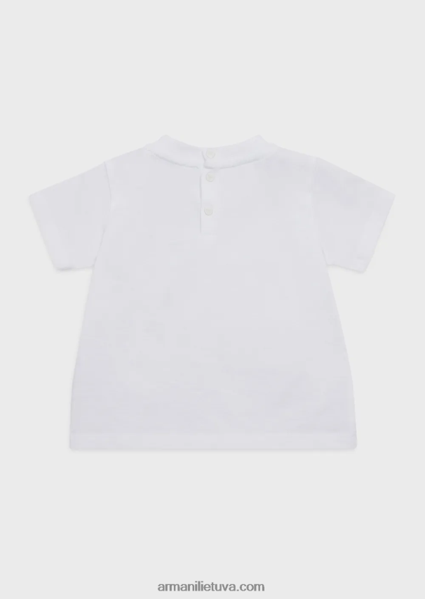berniukas baltas Armani marškinėliai supima su esminiu logotipu 02482X2681