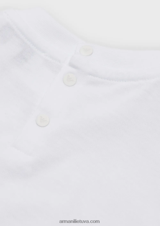 berniukas baltas Armani marškinėliai supima su esminiu logotipu 02482X2681