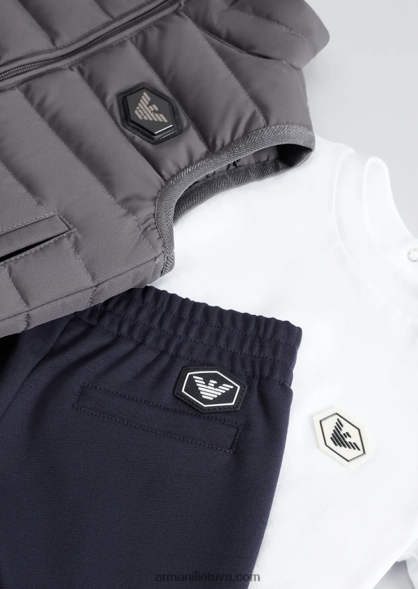 berniukas baltas Armani marškinėliai supima su esminiu logotipu 02482X2681