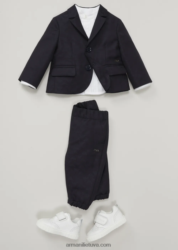 berniukas baltas Armani minkštos odos sportbačiai su sparnų galiukų detale ir lipduku 02482X2683