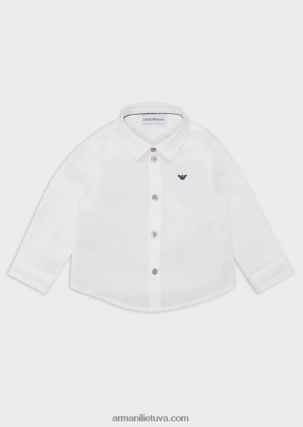 berniukas baltas Armani tampri medvilniniai marškiniai su erelio siuvinėjimu 02482X2674