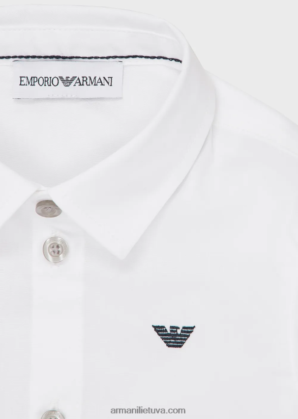 berniukas baltas Armani tampri medvilniniai marškiniai su erelio siuvinėjimu 02482X2674