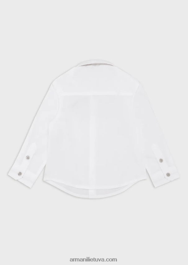 berniukas baltas Armani tampri medvilniniai marškiniai su erelio siuvinėjimu 02482X2674