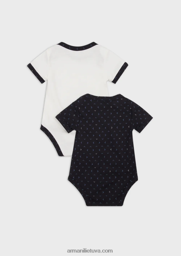 berniukas mėlyna Armani dovanų rinkinys iš dviejų kombinezonų su visapusišku op-art ereliu 02482X2719