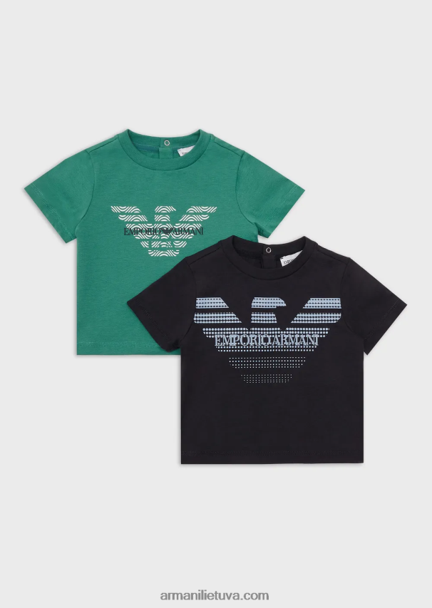 berniukas mėlyna Armani dvi pakuotės ekologiškų marškinėlių su erelio logotipu 02482X2687