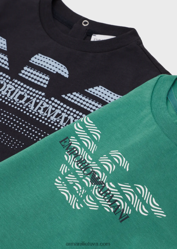 berniukas mėlyna Armani dvi pakuotės ekologiškų marškinėlių su erelio logotipu 02482X2687