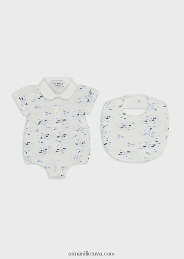 berniukas modelis Armani dovanų rinkinys mažos žuvytės šliaužtinuko ir seilinukų 02482X2700
