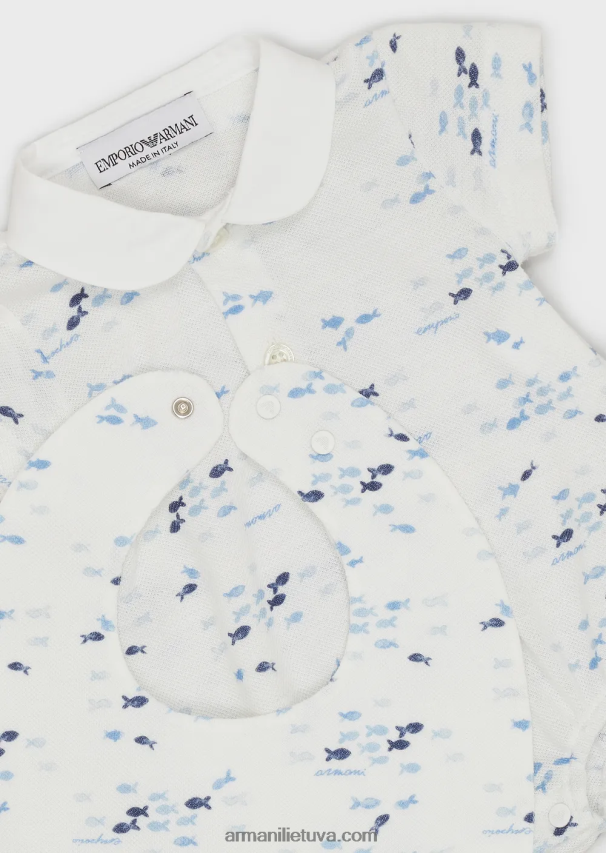 berniukas modelis Armani dovanų rinkinys mažos žuvytės šliaužtinuko ir seilinukų 02482X2700