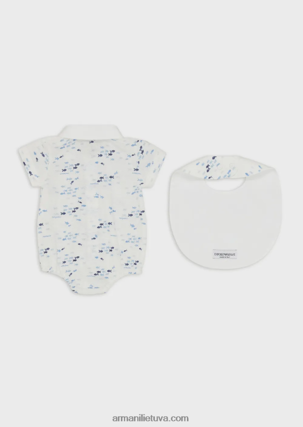 berniukas modelis Armani dovanų rinkinys mažos žuvytės šliaužtinuko ir seilinukų 02482X2700