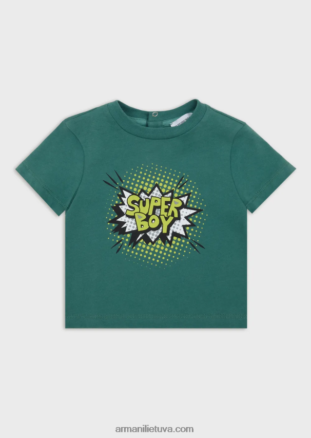 berniukas modelis Armani ekologiški marškinėliai su animacinio filmo logotipu 02482X2686