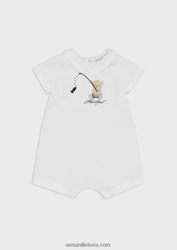 berniukas modelis Armani trikotažinis šliaužtinukas su meškiuko siuvinėjimu 02482X2694
