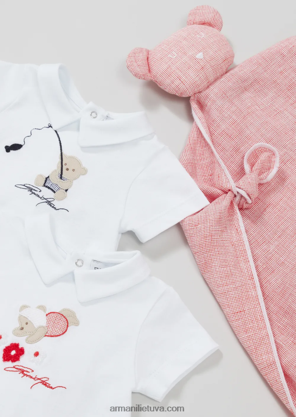 berniukas modelis Armani trikotažinis šliaužtinukas su meškiuko siuvinėjimu 02482X2694