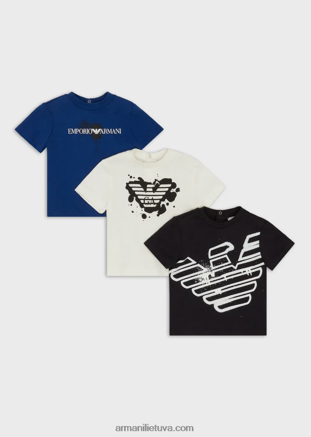 berniukas modelis Armani trys pakuotės džersio marškinėlių su logotipo atspaudu 02482X2708