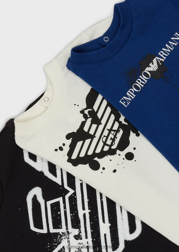 berniukas modelis Armani trys pakuotės džersio marškinėlių su logotipo atspaudu 02482X2708