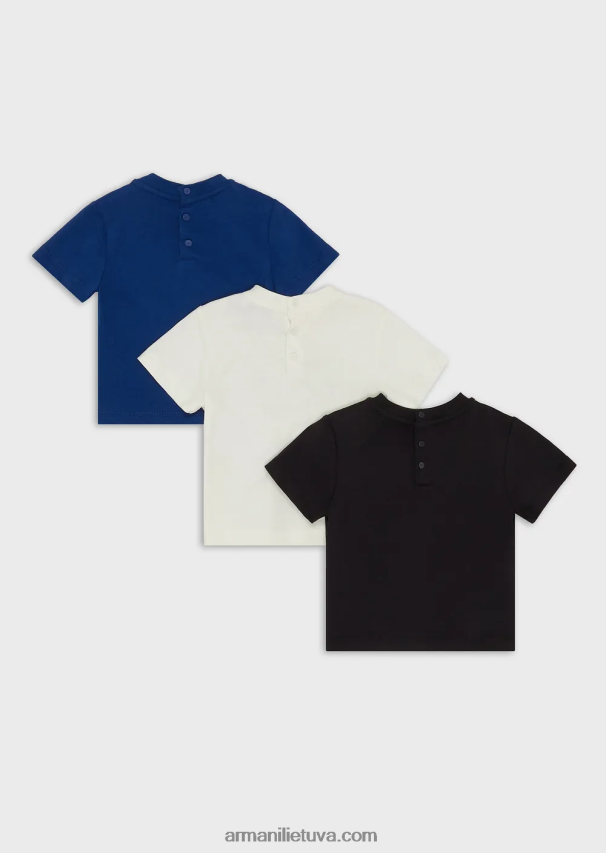 berniukas modelis Armani trys pakuotės džersio marškinėlių su logotipo atspaudu 02482X2708