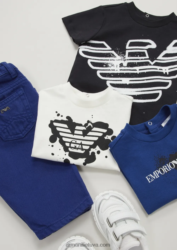 berniukas modelis Armani trys pakuotės džersio marškinėlių su logotipo atspaudu 02482X2708