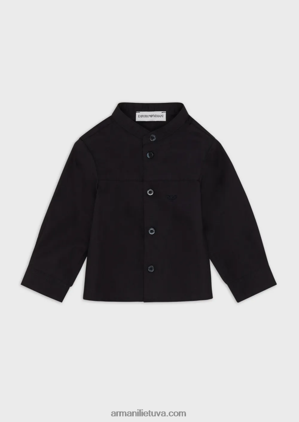 berniukas tamsiai mėlyna Armani Pima marškiniai su guru apykakle ir jungu 02482X2692