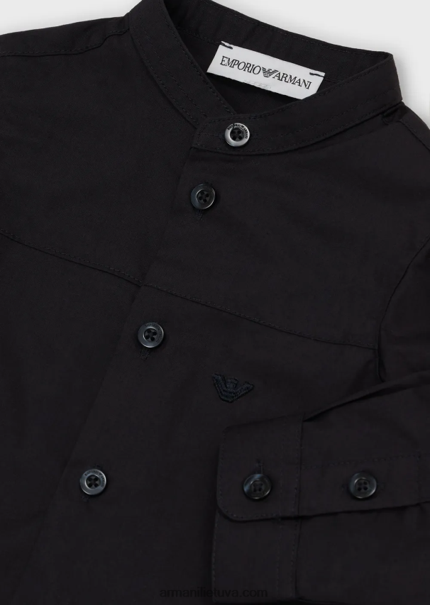 berniukas tamsiai mėlyna Armani Pima marškiniai su guru apykakle ir jungu 02482X2692