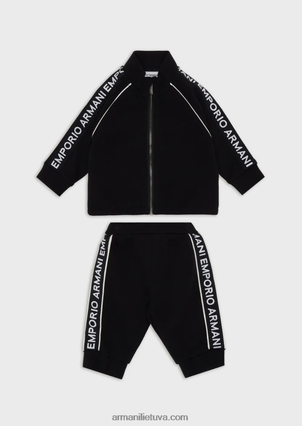berniukas tamsiai mėlyna Armani dvigubas trikotažas su pilnu užtrauktuku sportinis kostiumas su logotipo juostele 02482X2725
