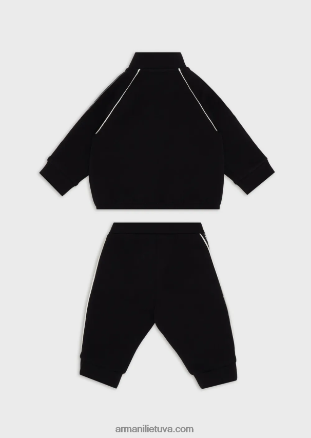 berniukas tamsiai mėlyna Armani dvigubas trikotažas su pilnu užtrauktuku sportinis kostiumas su logotipo juostele 02482X2725