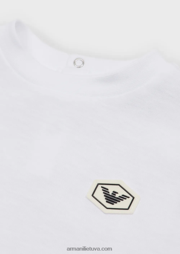 berniukas tamsiai mėlyna Armani marškinėliai supima su esminiu logotipu 02482X2682