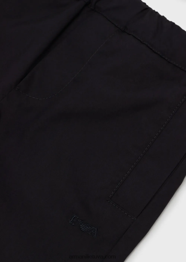 berniukas tamsiai mėlyna Armani medvilninės kelnės su elastiniu juosmeniu 02482X2707