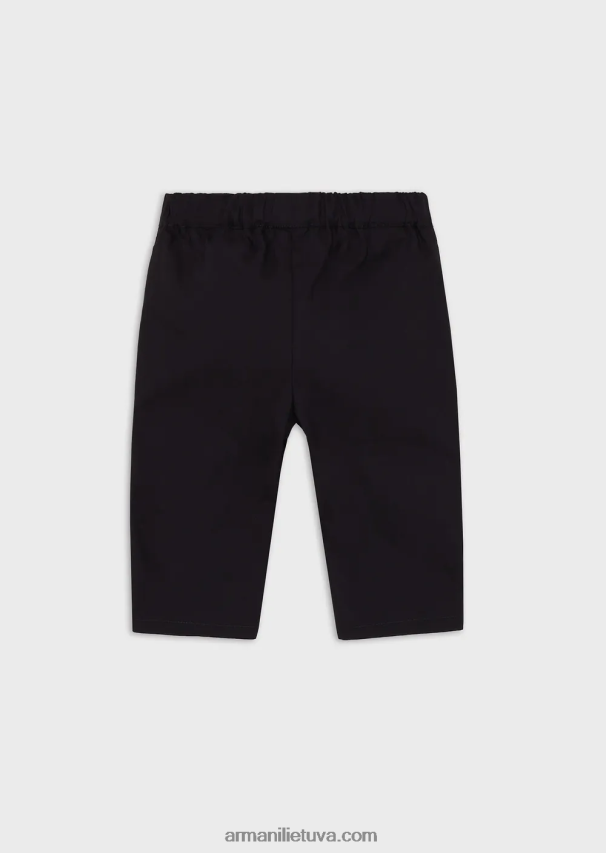 berniukas tamsiai mėlyna Armani medvilninės kelnės su elastiniu juosmeniu 02482X2707