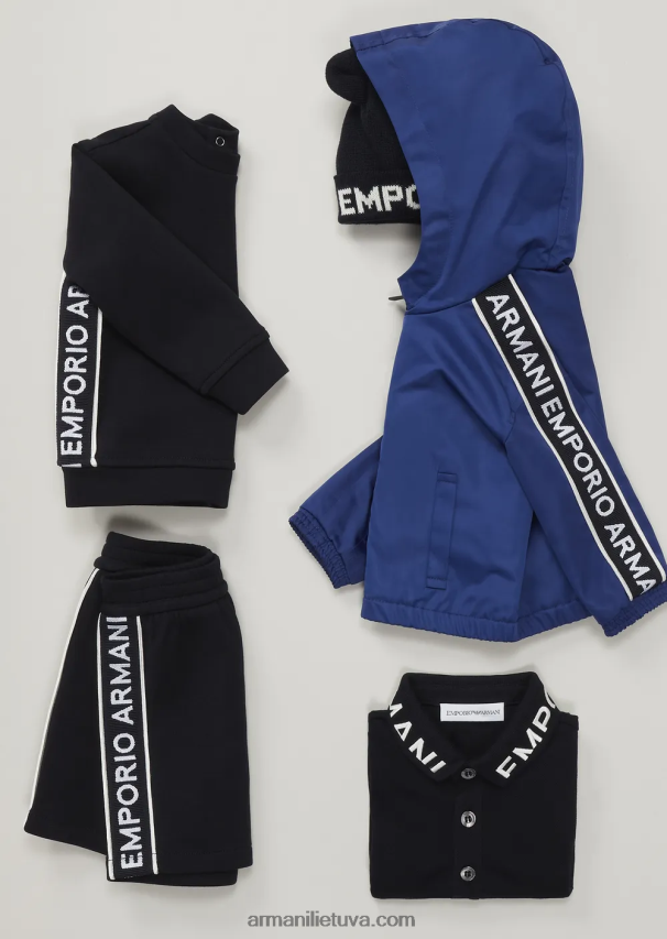 berniukas tamsiai mėlyna Armani merserizuoti pique polo marškinėliai su logotipo apykakle 02482X2704