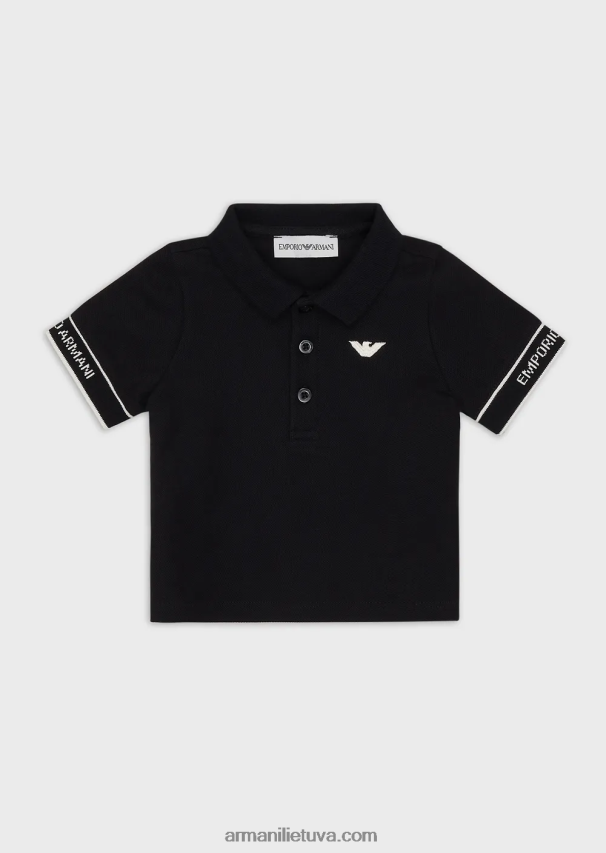 berniukas tamsiai mėlyna Armani trikotažiniai polo marškinėliai su erelio siuvinėjimu 02482X2690