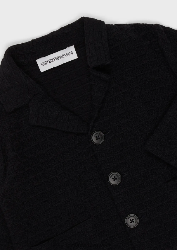 berniukas tamsiai mėlyna Armani vieneilis striukė iš tekstūruoto audinio 02482X2706