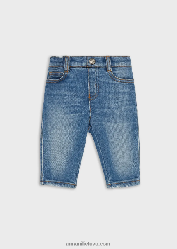 berniukas šviesiai mėlynas Armani Džinsiniai džinsai j07 su logotipu ties juosmeniu 02482X2703