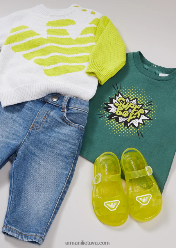 berniukas šviesiai mėlynas Armani Džinsiniai džinsai j07 su logotipu ties juosmeniu 02482X2703