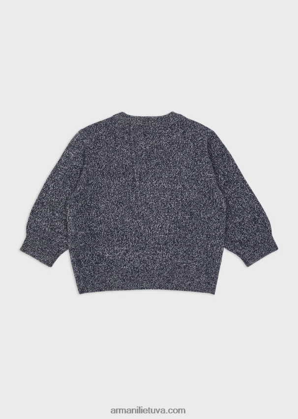 berniukas šviesiai pilka Armani melanžinio pynimo megztinis su žakardo logotipu 02482X2711