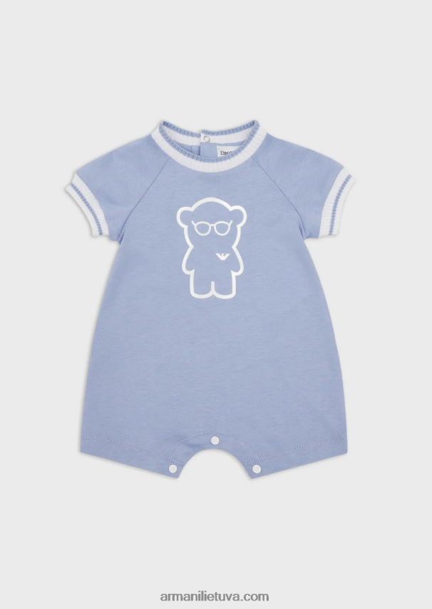 berniukas žydros spalvos Armani Manga kapsulių kolekcijos spausdinimo organinis trikotažas 02482X2699