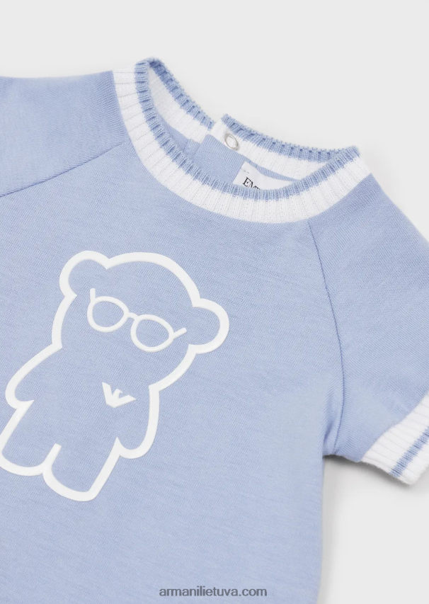 berniukas žydros spalvos Armani Manga kapsulių kolekcijos spausdinimo organinis trikotažas 02482X2699