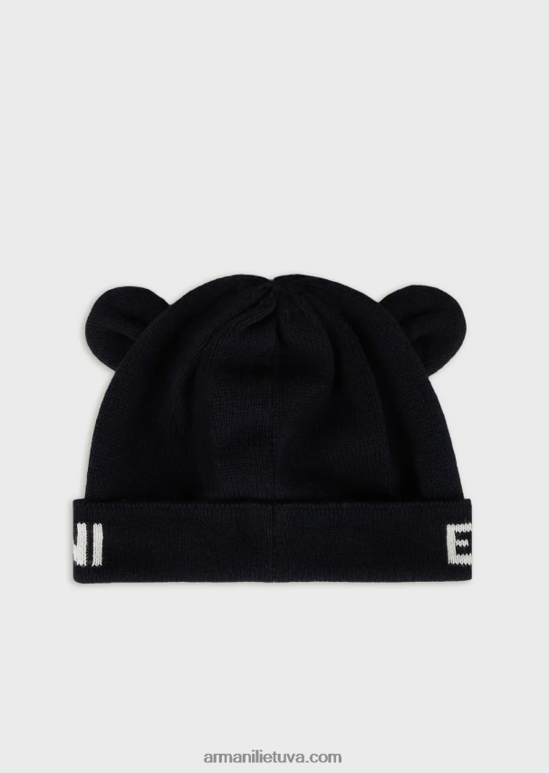 berniukasArmani megzta kepurė su ausytėmis ir žakardo logotipu 02482X2733