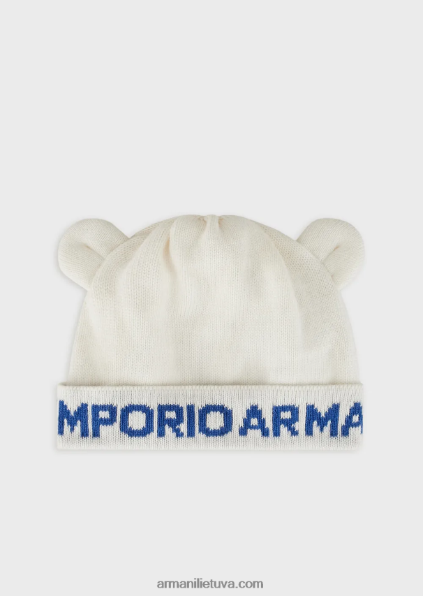 berniukasArmani megzta kepurė su ausytėmis ir žakardo logotipu 02482X2734