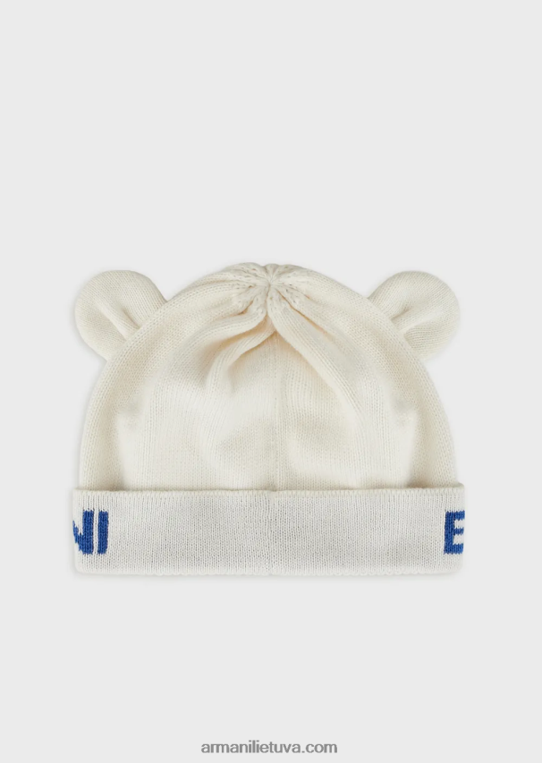 berniukasArmani megzta kepurė su ausytėmis ir žakardo logotipu 02482X2734