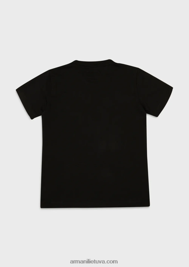 berniukasArmani Pima jersey marškinėliai su erelio logotipu 02482X2390