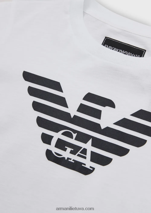 berniukasArmani Pima jersey marškinėliai su erelio logotipu 02482X2391