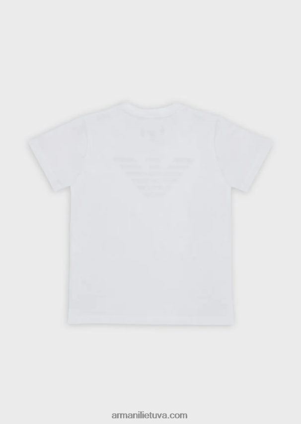 berniukasArmani Pima jersey marškinėliai su erelio logotipu 02482X2391