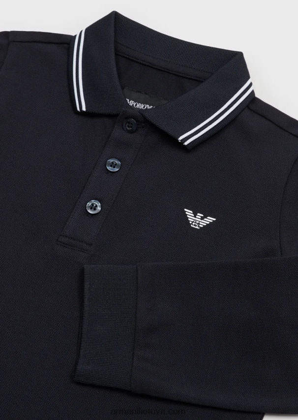 berniukasArmani ilgomis rankovėmis tamprūs polo marškinėliai 02482X2402