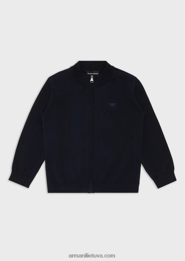 berniukasArmani kukurūzų burbuolių megztas megztinis su viso ilgio užtrauktuku 02482X2476