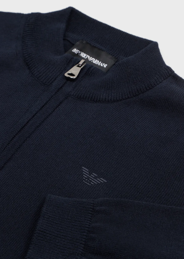 berniukasArmani kukurūzų burbuolių megztas megztinis su viso ilgio užtrauktuku 02482X2476