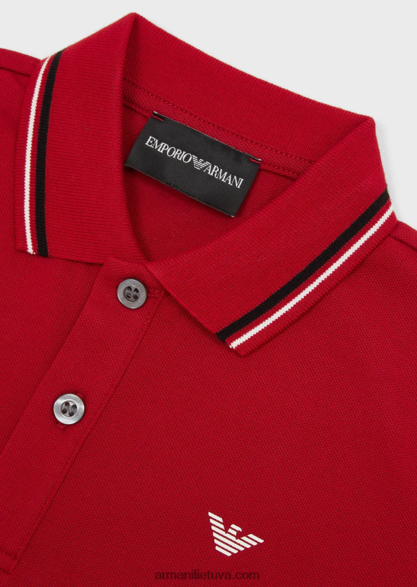 berniukasArmani tamprūs pique polo marškinėliai su dryžuotomis detalėmis 02482X2408